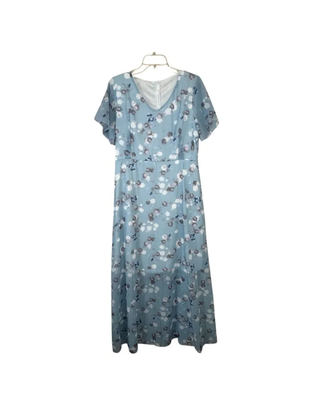 Light Blue Floral Maxi Dress NEW Size XXL Wedding Guest Spring Garden Party